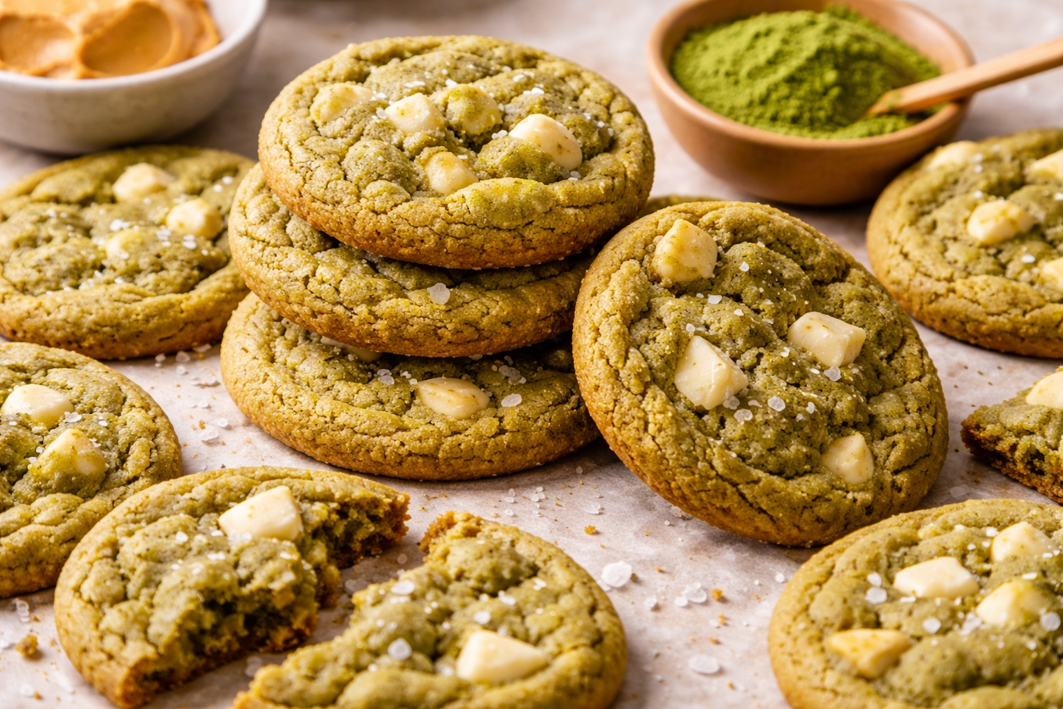 Brown Butter Matcha Cookies