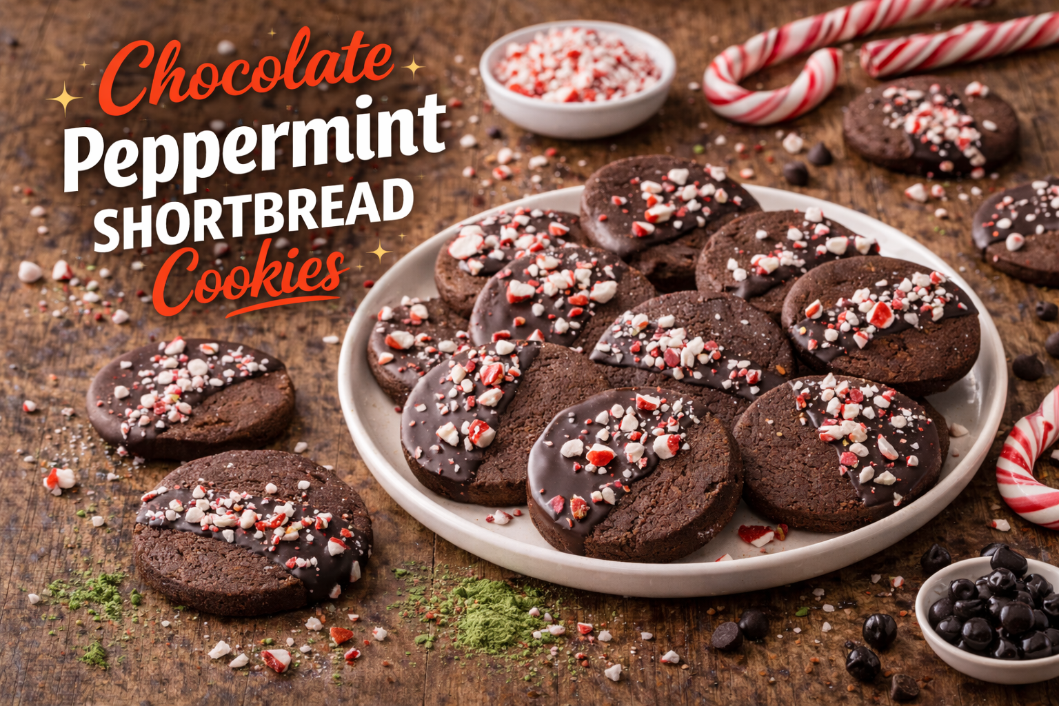 Chocolate Peppermint Shortbread Cookies