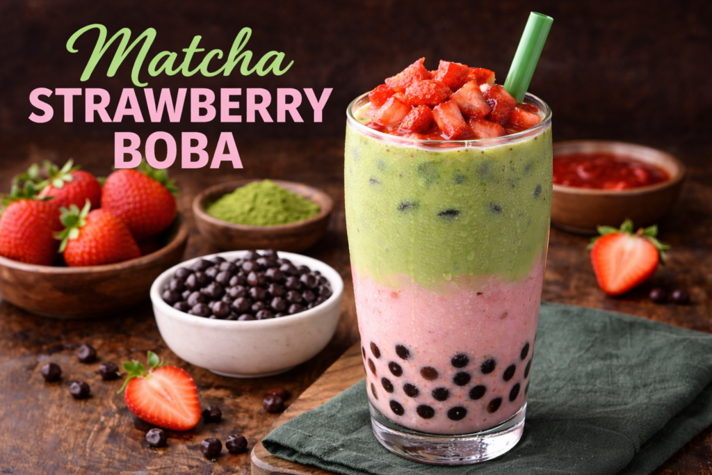 Matcha Strawberry Boba